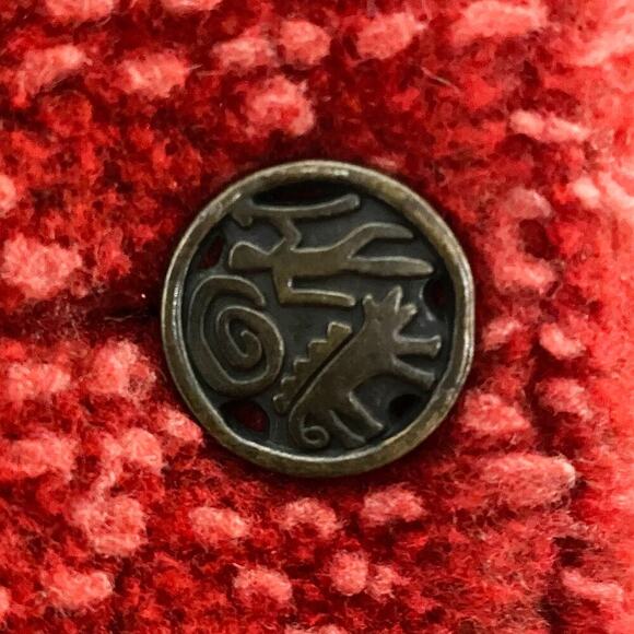 Vintage Orvis Women's Short Rust Orange Aztec Texture Print Jacket Pockets Soft - Picture 6 of 7